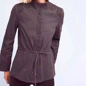Anthropologie Travis Cargo Embroidered brown Jacket by Love Sam.Small